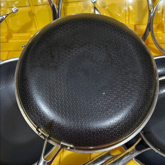 HEXCLAD 7-Piece Nonstick Stainless Steel Frying Pan Set 8 10 12- Lids Wok $600 - Picture 8 of 10